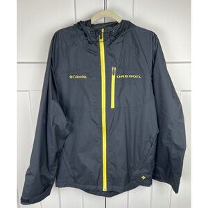 Columbia Men's Large Oregon Ducks Jacket Hooded Full Zip Waterproof Windbreaker